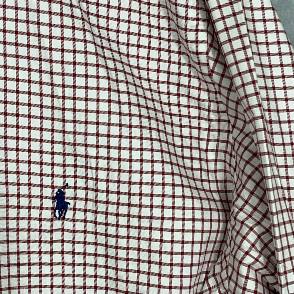 Ralph Lauren Mens Shirt 3XB Red Check Big & Tall Cotton Long Sleeve Pony Logo - Picture 9 of 10